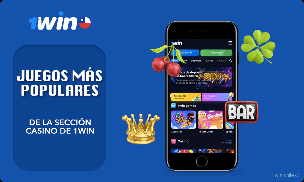 Lista corta con Juegos más populares de la sección Casino de 1win
